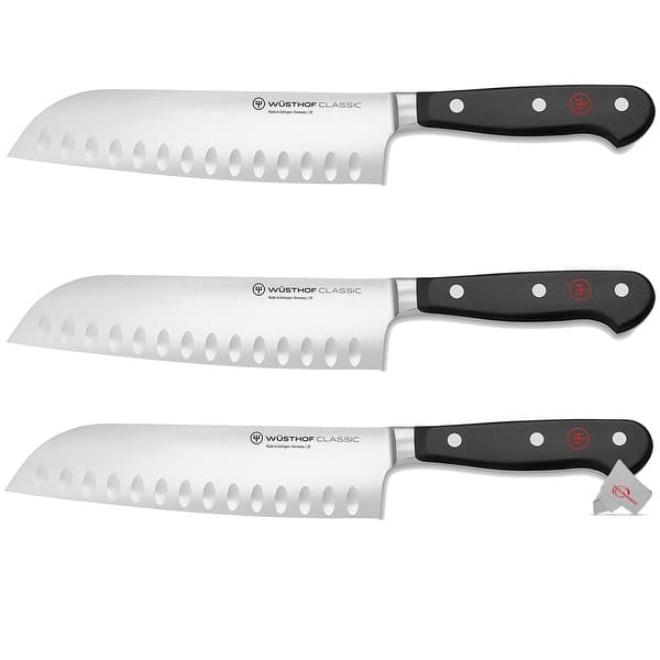 3x Wusthof Classic 7" Hollow Edge Santoku Kitchen Knife 3x Santoku